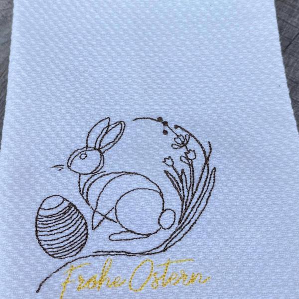 Stickdatei Liniendatei Hase mit Ei